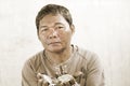 Old asian beggar man Royalty Free Stock Photo