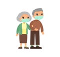 Old asian couple in medical masks