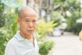 Old asian man glabrous head. Royalty Free Stock Photo