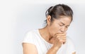 Old asian woman coughing bronchitis or asthma