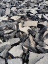 old asphalt, pieces of asphalt, road repairs