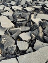 old asphalt, pieces of asphalt, road repairs