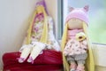 Old attic of a beautiful retro soft handmade dolls