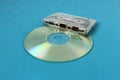 Old audio cassette and CD drive Royalty Free Stock Photo
