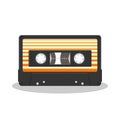 Old audio cassette isolated on a white background. Retro style music storage icon. Vintage record player tape. Royalty Free Stock Photo