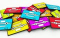 Old Audio Cassette Tape Background, Colorful Stack Royalty Free Stock Photo