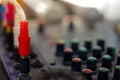 The old audio mixer and microphone Royalty Free Stock Photo