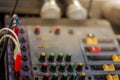 The old audio mixer and microphone Royalty Free Stock Photo