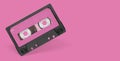 Old audio tape compact cassette with blank label Royalty Free Stock Photo