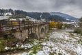 Old Austrian bridge viaduct in Vorokhta village, the Carpathians Royalty Free Stock Photo