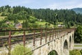 The old viaduct in the resort village of Vorokhta. Ukraine. Carpathians Royalty Free Stock Photo