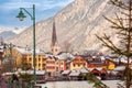 The old Austrian village Hallstatt on a winter day.