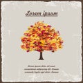 Old autumn tree on vintage background. Vector illustration Royalty Free Stock Photo