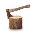 Old axe stuck in log Royalty Free Stock Photo