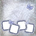 old background with jeans frames and butterfly Royalty Free Stock Photo