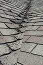 Old Bad and Curling Roof Shingles on a House or Home Royalty Free Stock Photo