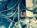Old bad dangerous aluminum wiring in rubber insulation. Electrical unsafe wires