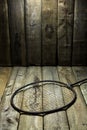 Old badminton racket on wood table background Royalty Free Stock Photo