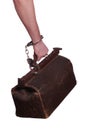 Old bag protected with handcuff Royalty Free Stock Photo