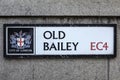 Old Bailey Street Sign in London Royalty Free Stock Photo