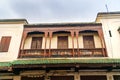 Balcony of building on the street of Mellah, Jewish quarter in Fes. Morocco Royalty Free Stock Photo