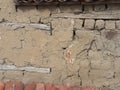 Old Balkan house clay wall. Vintage village clay bricks wall Royalty Free Stock Photo