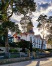 Old Baltic House with trees in the sunshine on the beach promenade Zinnowitz on the island of Usedom Royalty Free Stock Photo