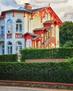 Old Baltic House with wooden staircase on the beach promenade Zinnowitz on the island of Usedom Royalty Free Stock Photo