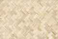 Old bamboo weaving pattern, woven rattan mat texture for background and design art work Royalty Free Stock Photo