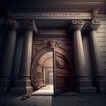 Old Bank Door, Art Deco Enter, Luxury Treasury Door, Ornate Bank Gate, Abstract Generative AI Illustration