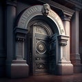 Old Bank Door, Art Deco Enter, Luxury Treasury Door, Ornate Bank Gate, Abstract Generative AI Illustration