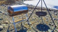 Old barbecue area in the barren wilderness Hemsedal Norway Royalty Free Stock Photo