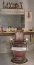 An old barber shop with vintage furniture in Haria, Lanzarote, Canary Islands, Spain
