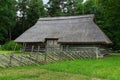 Old barn, ancient farmstead in the countryside, rural scene, Rumsiskes, Lithuania Royalty Free Stock Photo