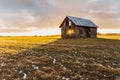 Old barn on arable land in Sweden that keeps falling apart