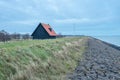 Old barn at the coast of Wieringerwerf, The Netherlands Royalty Free Stock Photo