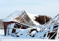 An old barn with collapsed roof Royalty Free Stock Photo