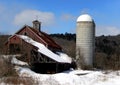 Old Barn with Cupola and Silo Royalty Free Stock Photo