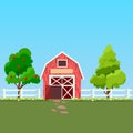 Old Barn and green field Royalty Free Stock Photo