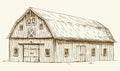 Old barn. Hand drawn illustration.