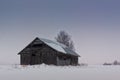 Old Barn House On The Snowy Fields Royalty Free Stock Photo
