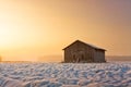 Old Barn House In The Winter Sunrise Royalty Free Stock Photo
