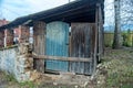 Old barn with a makeshift door Royalty Free Stock Photo