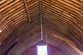 Old barn roof frame, rafters, being rehabilitated in a new development Royalty Free Stock Photo