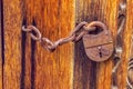 Old barn rusty lock on the door Royalty Free Stock Photo