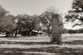 Sepia Tone, Old Homestead Barn and Fireplace Royalty Free Stock Photo