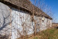 Old barn wall with newer white siding and original wood shingles Royalty Free Stock Photo