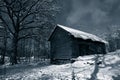 Old barn in winter Royalty Free Stock Photo