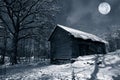 Old barn in winter snow Royalty Free Stock Photo