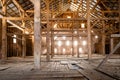 Old Barn Wooden Beams of Sunlight Interior Dusty Farm Empty